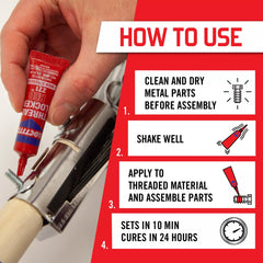 Close-up of threads with Loctite applied protecting against loosening