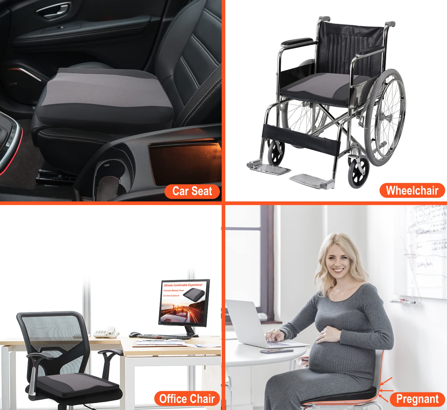 Lofty Aim installed in a car driver seat demonstrating improved seating posture