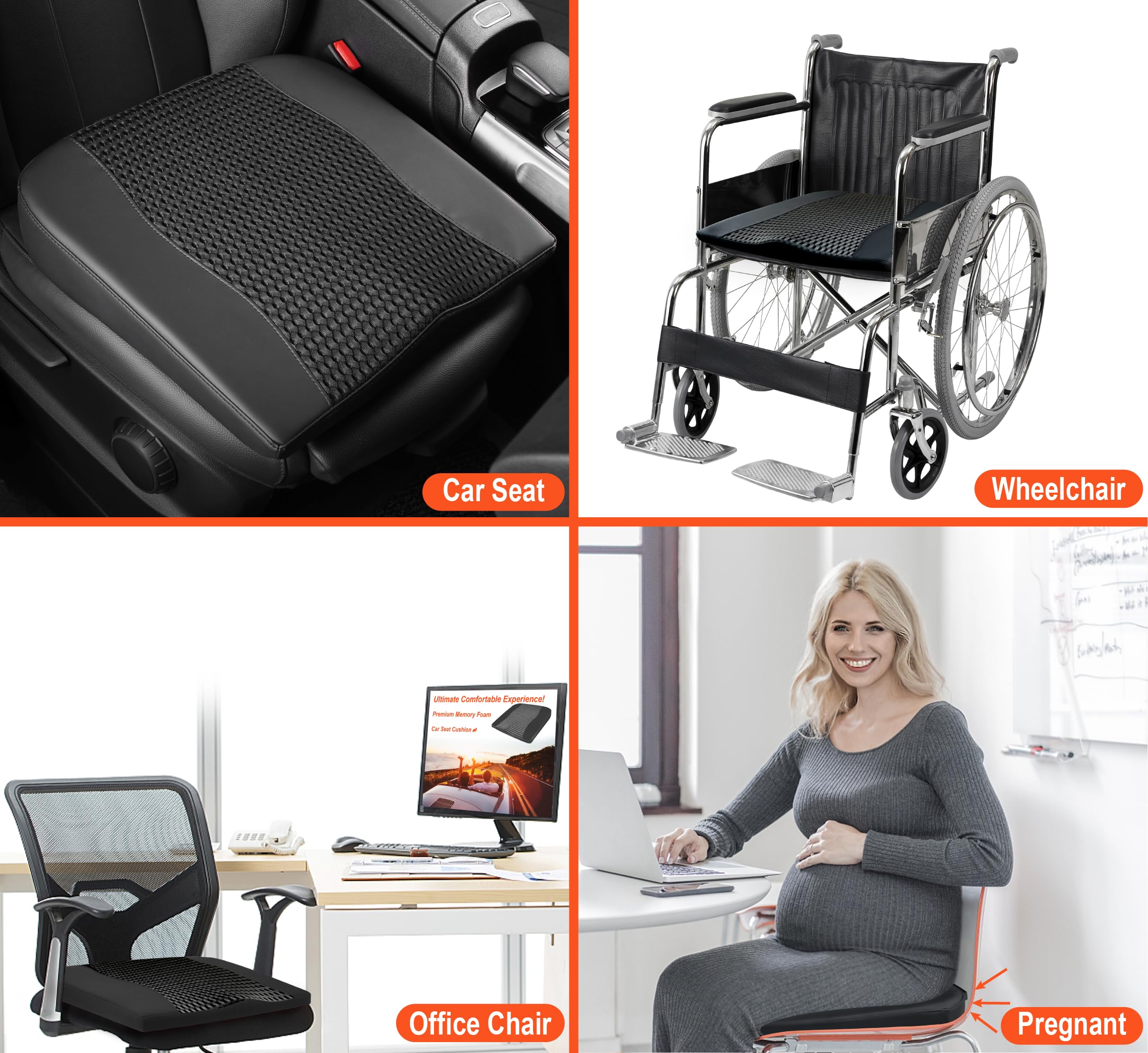 Lofty Aim installed in car seat demonstrating improved posture while driving