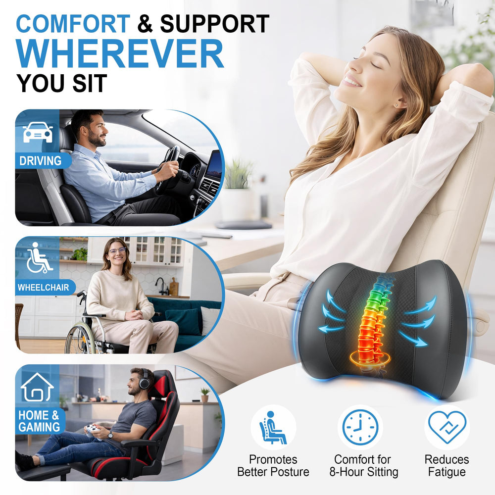 Lofty Aim pillow installed in car seat showing stable support while driving