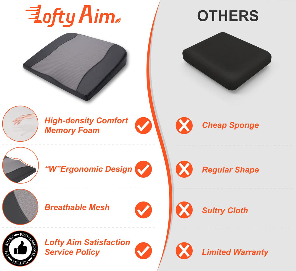 Lofty Aim next to a ruler size comparison illustrating precise 2.5 inch lift