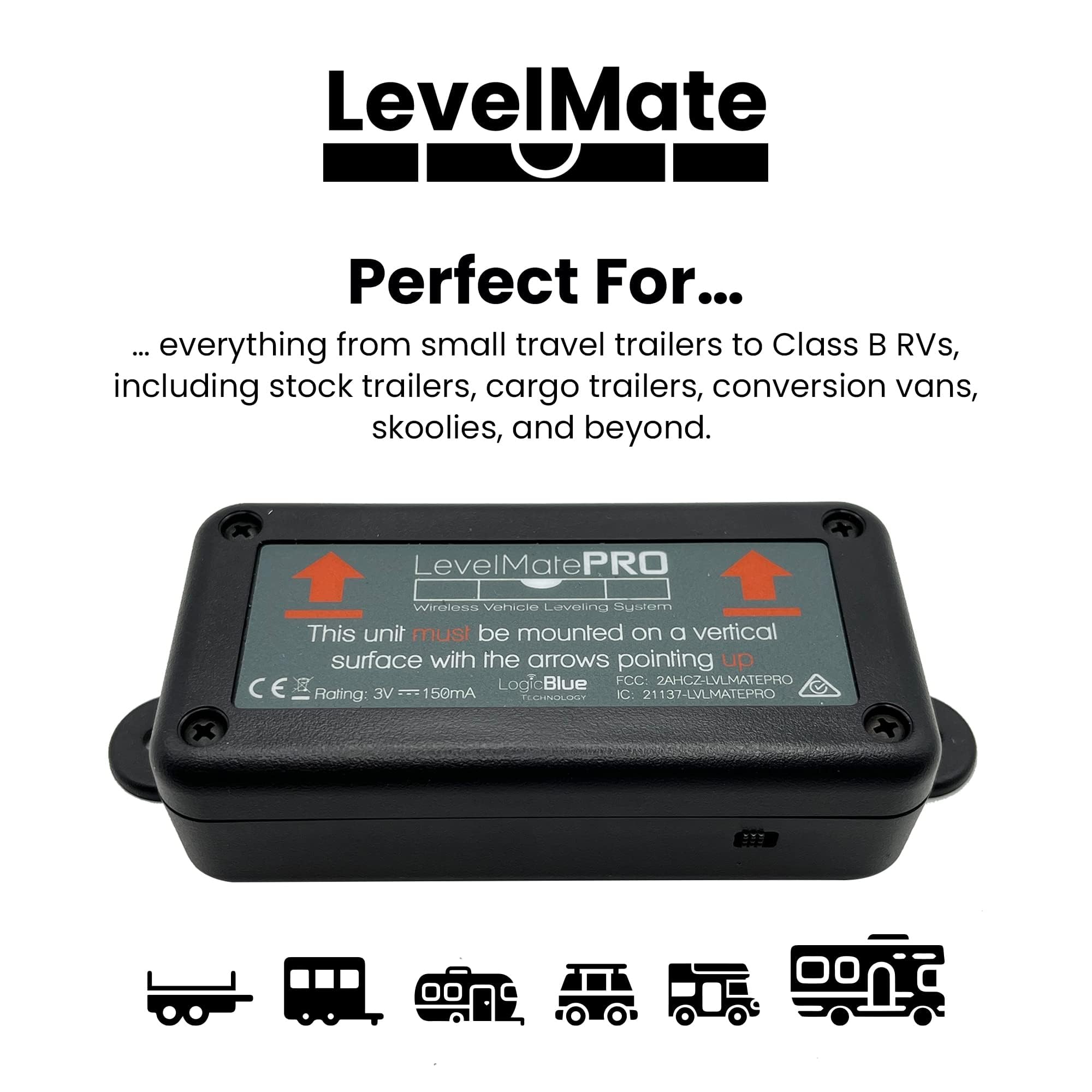 LogicBlue LevelMatePRO in low-light campsite using app for nighttime leveling convenience