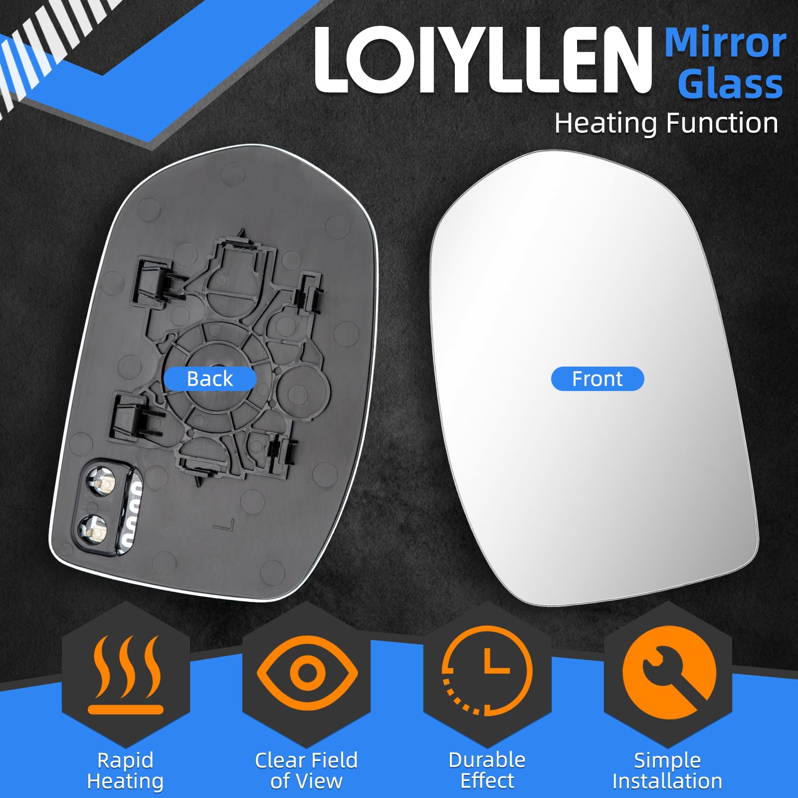 LOIYLLEN back with heater contacts visible for fast defogging benefit