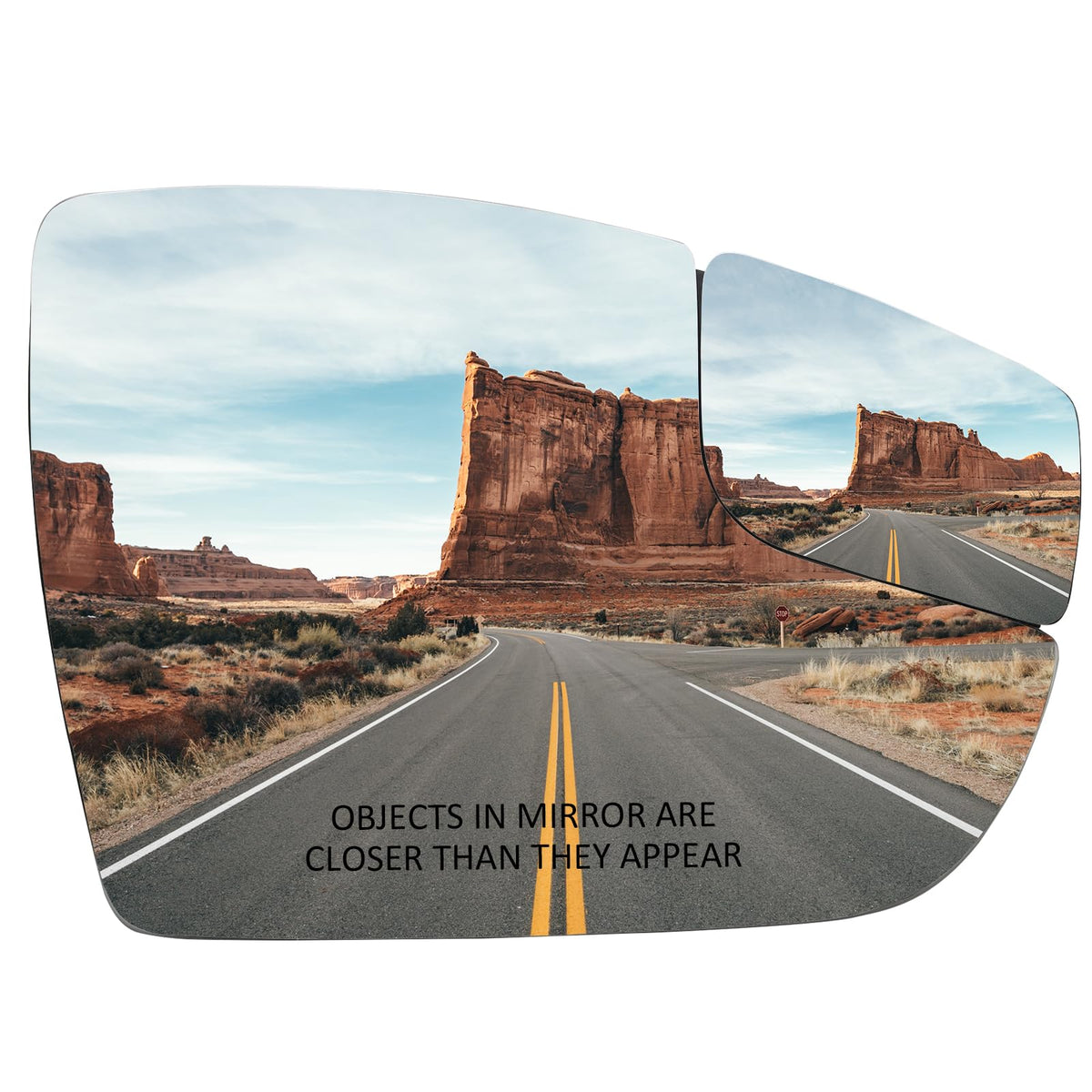 LOIYLLEN front view passenger mirror glass showing clean reflective surface and exact fit