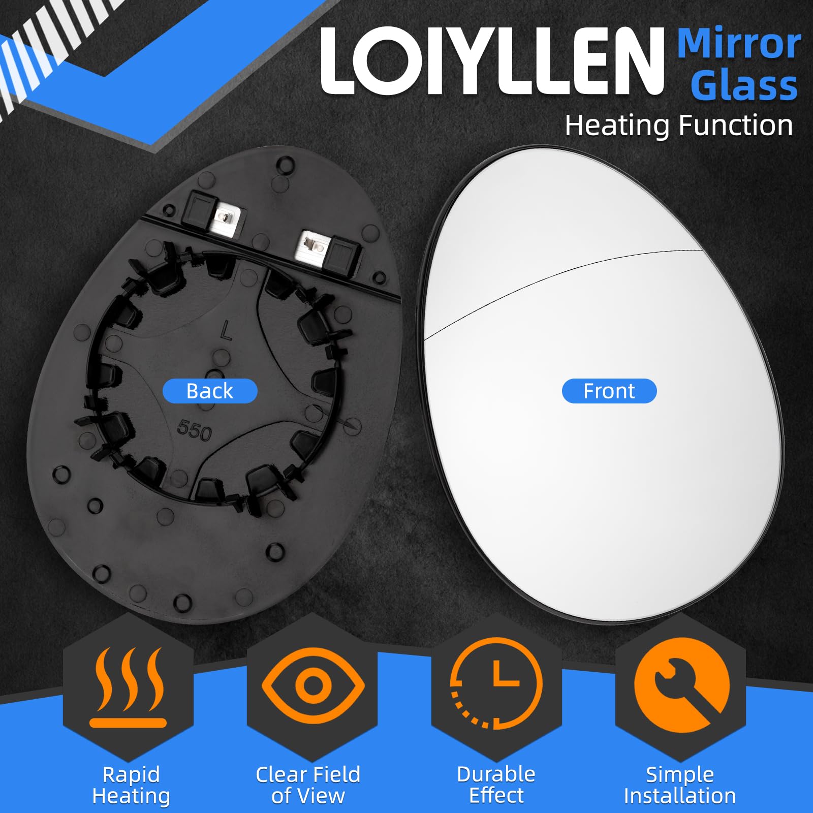 LOIYLLEN heated backplate detail showing connector and reliable heating benefit