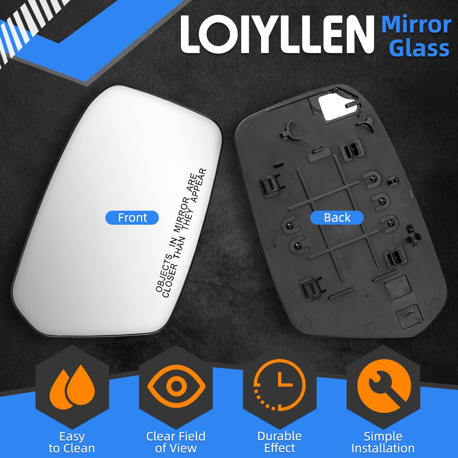 LOIYLLEN mirror ABS backplate detail highlighting secure mounting and stability benefit
