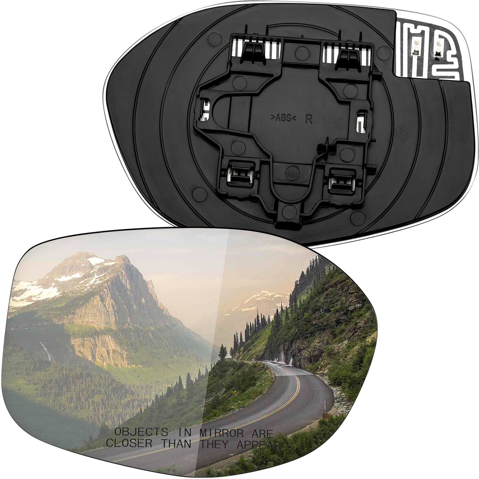 LOIYLLEN passenger mirror front view showing clear replacement glass benefit visibility