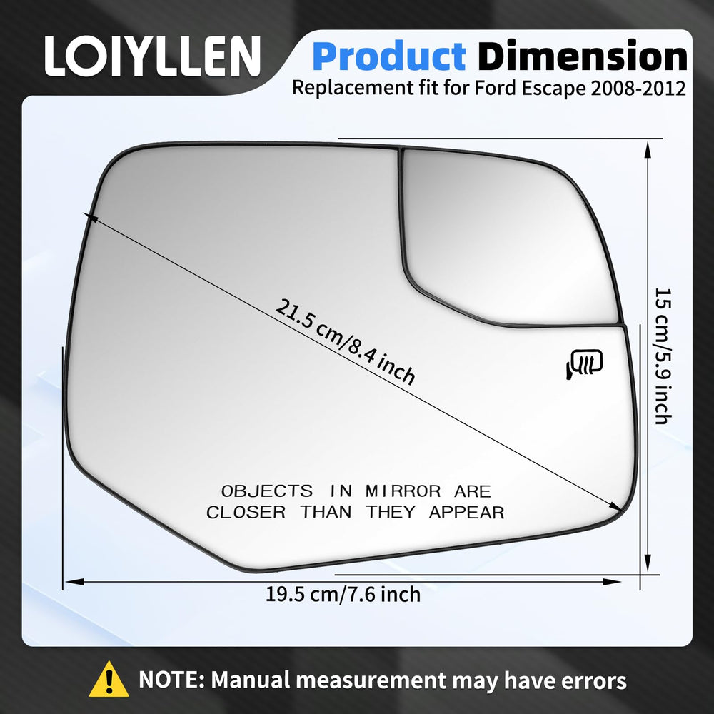 LOIYLLEN mirror next to ruler showing exact size and scale for confident fit confirmation