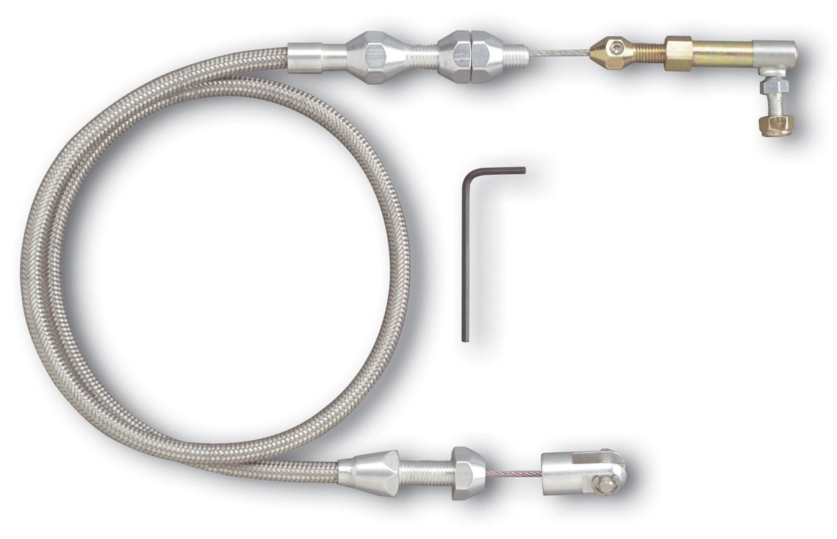 Lokar throttle cable front packaging showing durable construction and precise fitment