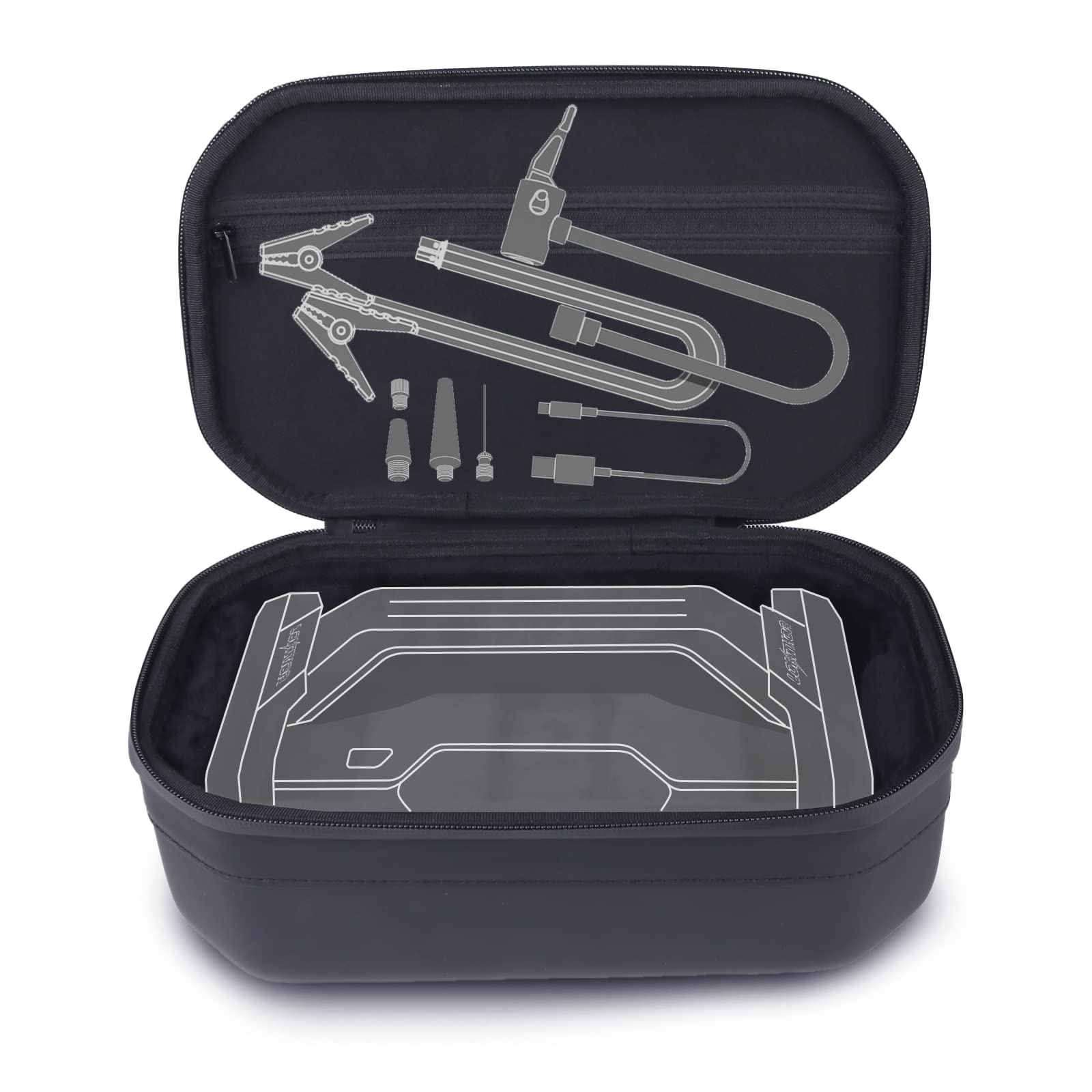 LOKITHOR case001 interior compartments organized for jump starter and accessories benefit organization