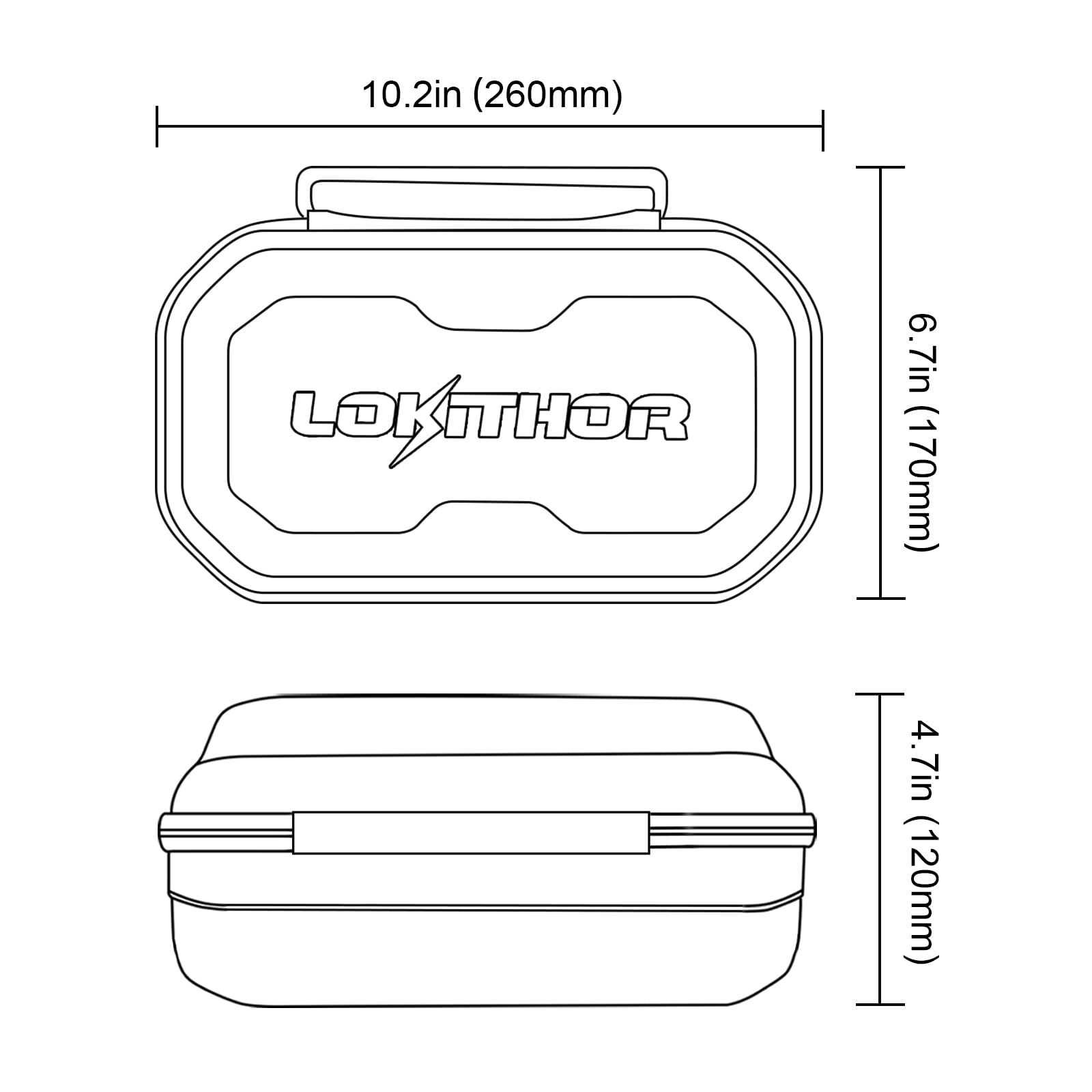 LOKITHOR CASE003 open with jump starter placed securely for organized transport