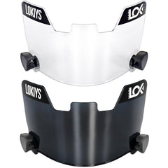 LOKIYS front view of both black and clear visors showing pack contents and benefits