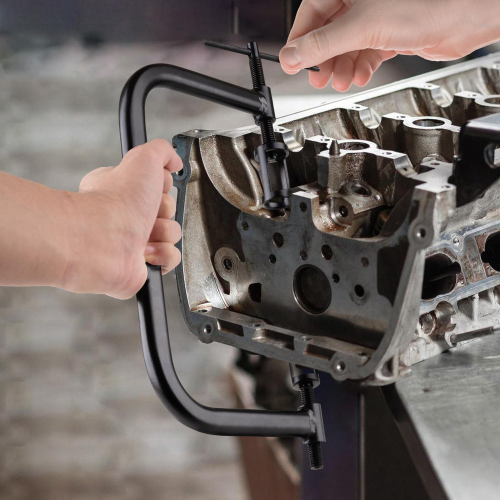 Loksun compressor installed on a motorcycle cylinder head demonstrating safe spring removal