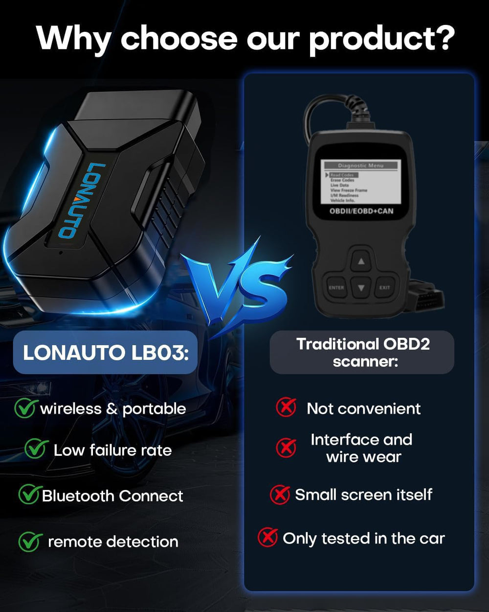 LONAUTO LB03 app showing freeze-frame data helping identify code context quickly