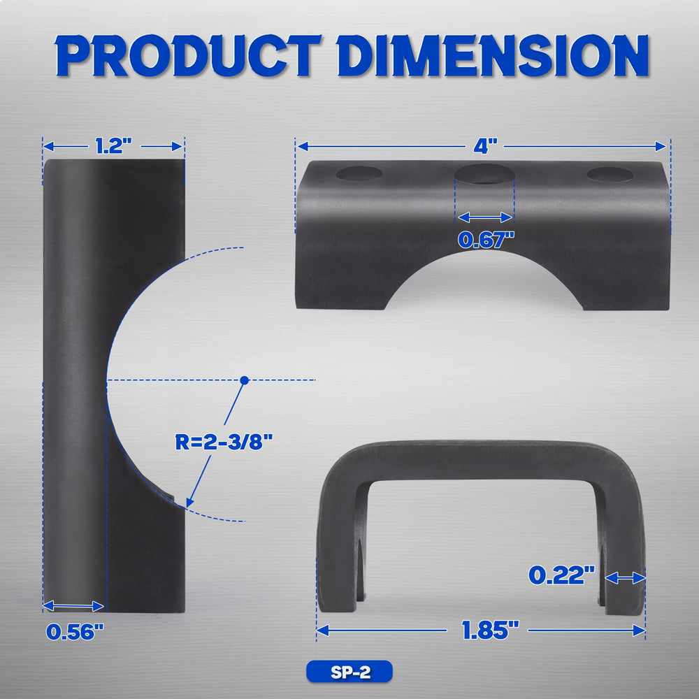 Lonffery close-up of curved base matching 2-3/8" axle for tight contact and secure fit