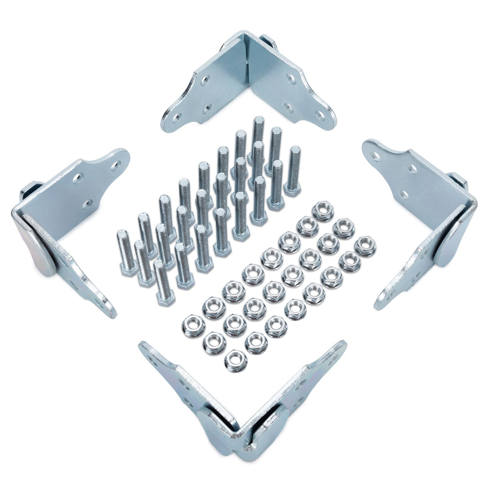 Lonffery front view of brackets showing full kit and durable design