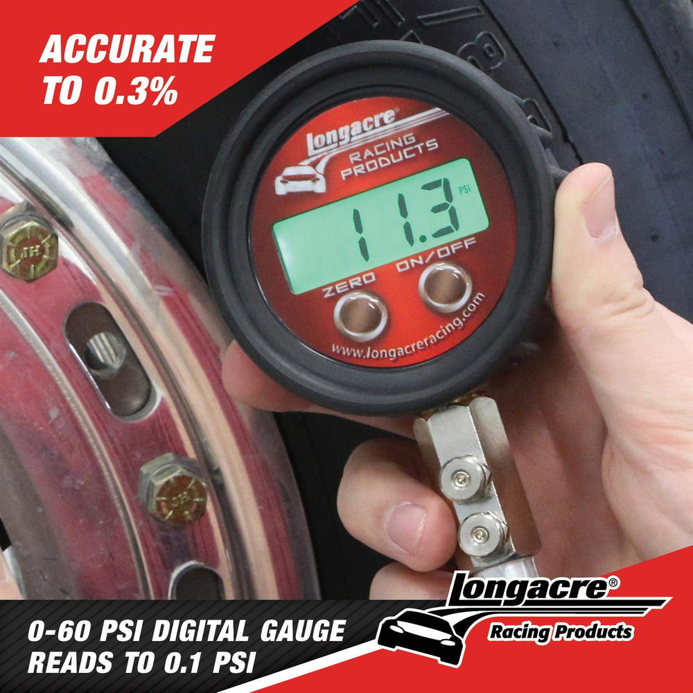 Longacre gauge in use on vehicle valve providing fast, repeatable readings