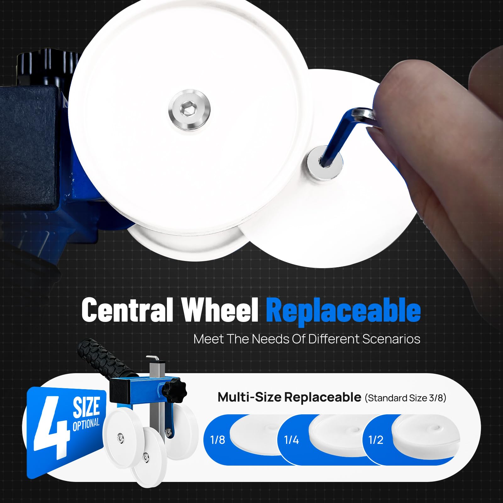 LookFox interchangeable wheels with hex wrench for quick wheel changes