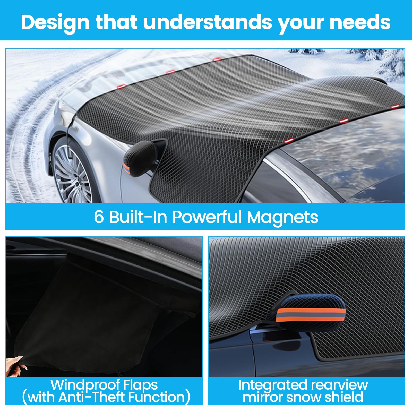 lootaan close-up of side mirror covers keeping mirrors ice-free and protected