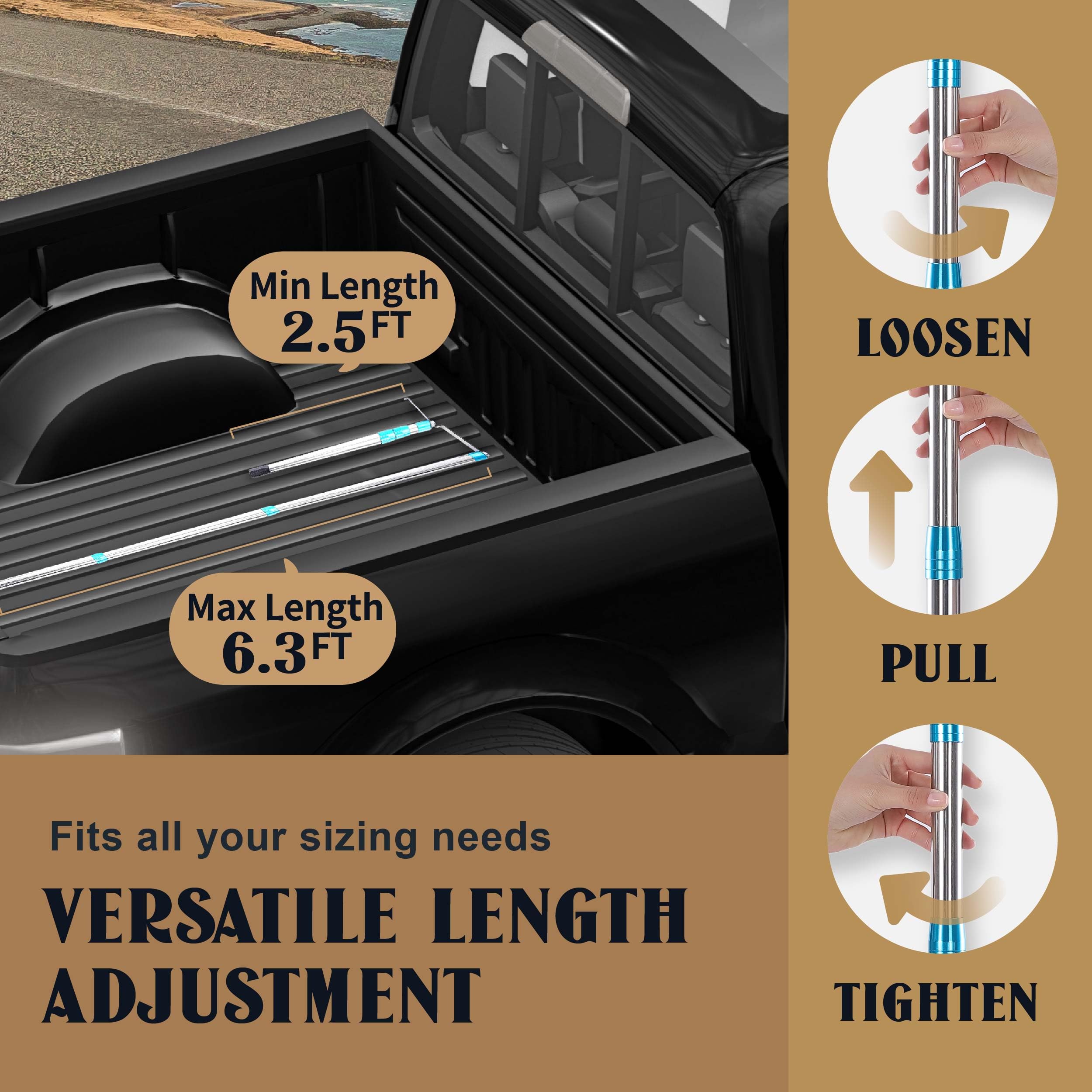LOVEETA reaching cargo in pickup bed showing safer retrieval without climbing