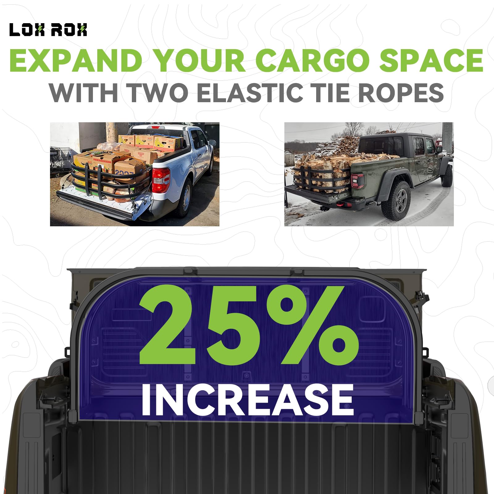 LOX ROX installed inside truck bed securing small cargo and preventing movement