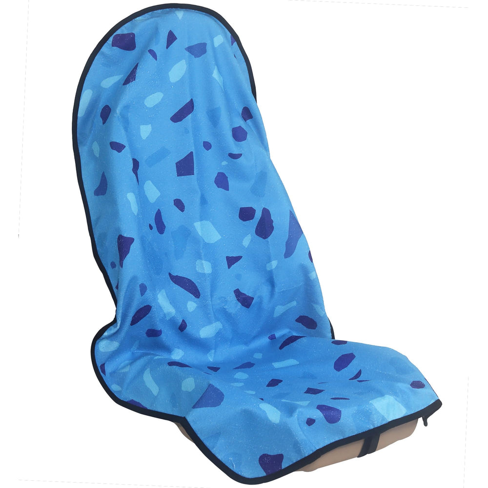 LoyaGour front view blue marbling seat cover protecting seat quickly