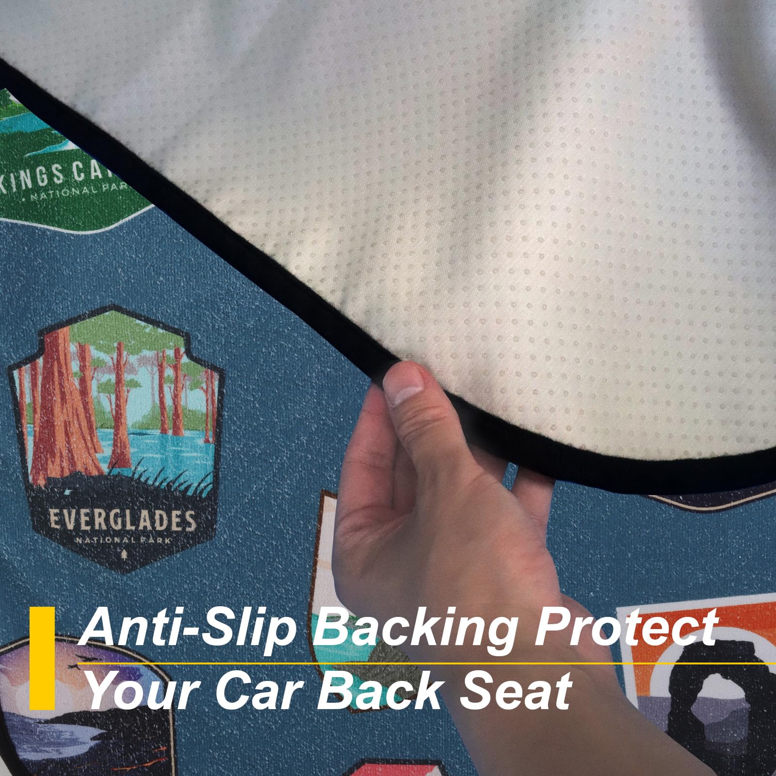 LoyaGour installed in SUV wide shot protecting rear seats during travel