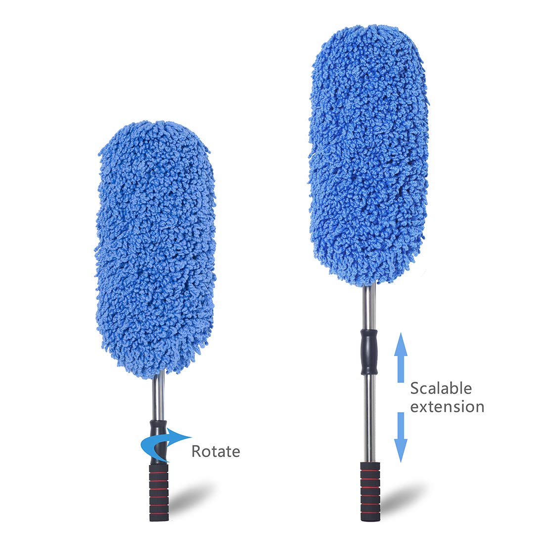 Loyakuu telescopic handle fully extended for reach, provides access to high spots