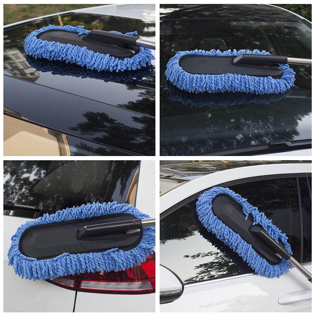Loyakuu duster cleaning vehicle dashboard, prevents scratches and removes dust efficiently