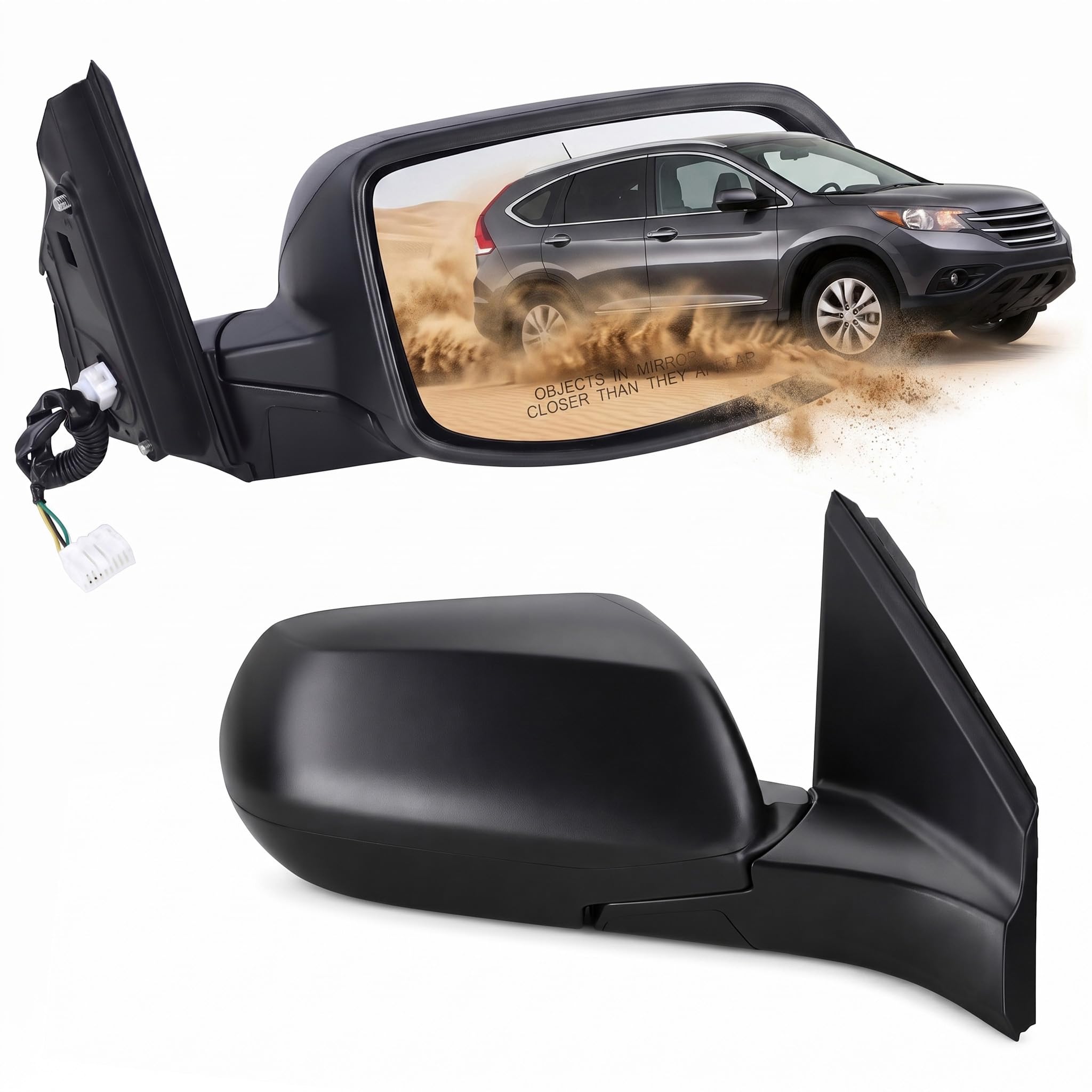 Lqito passenger mirror front view showing clean lines and perfect fit benefit visibility
