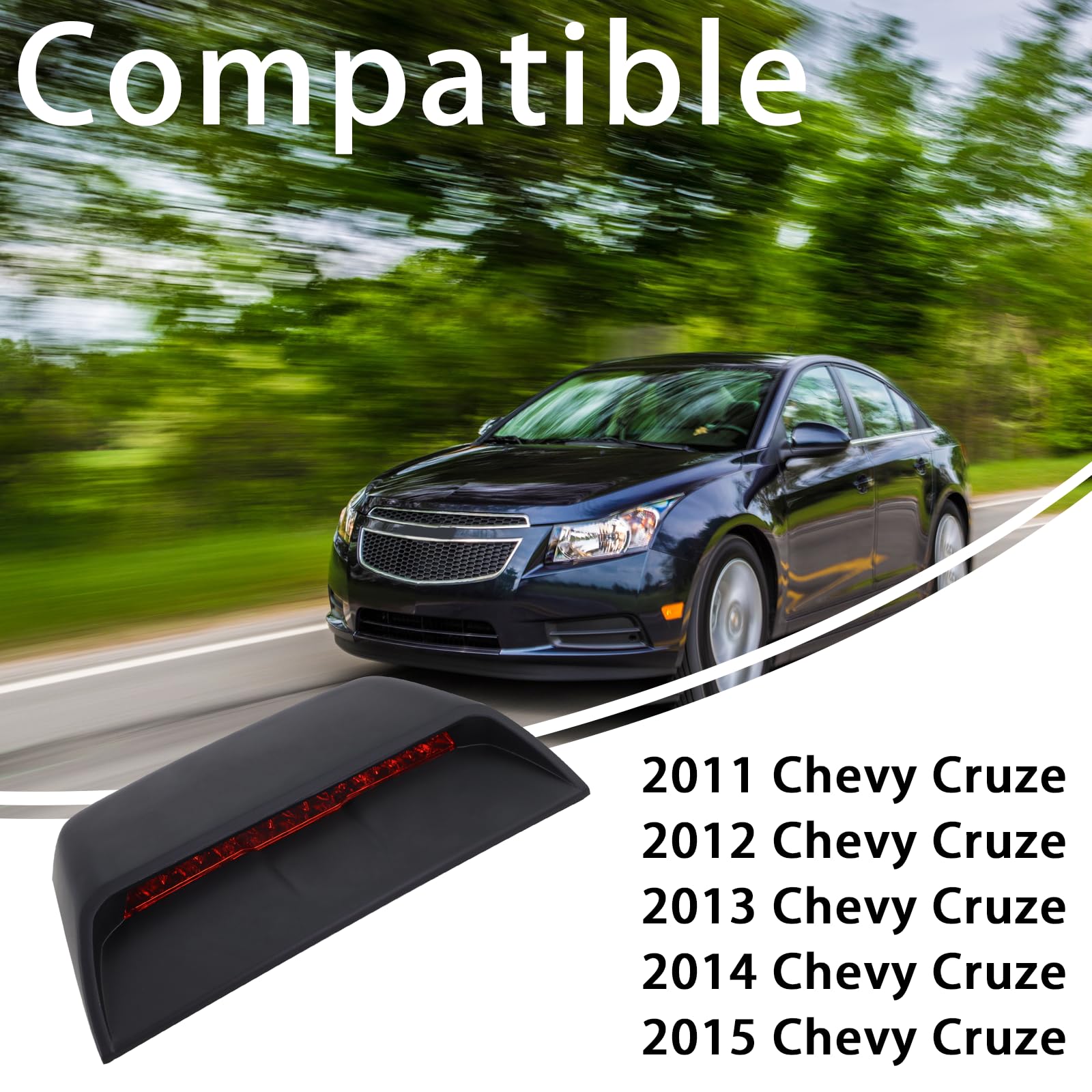 Lqito installed on Chevy Cruze rear highlighting clearer brake visibility