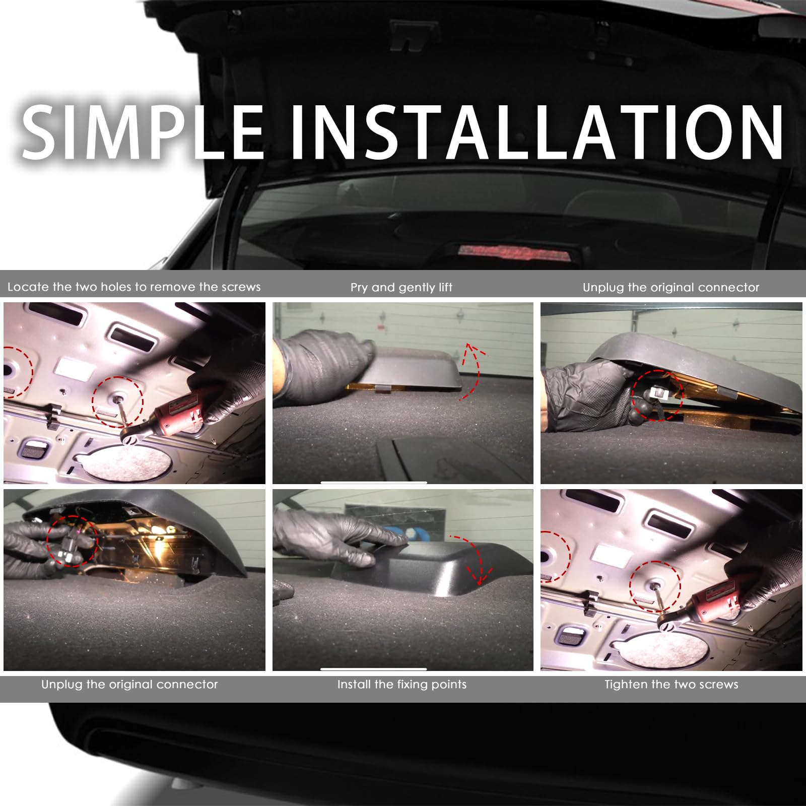Lqito third brake light lit at night improving rear driver awareness