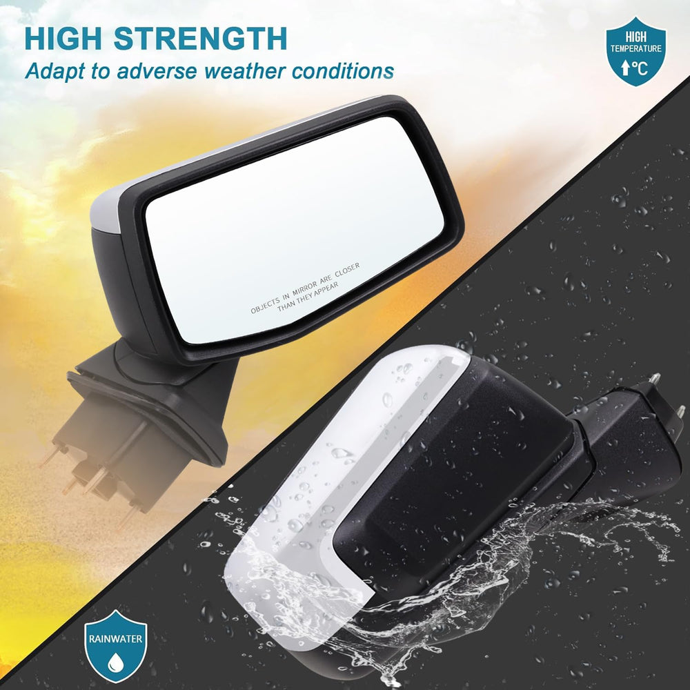 Lqito mirror mounted on Chevrolet Silverado 1500 showing plug-and-play installation benefit