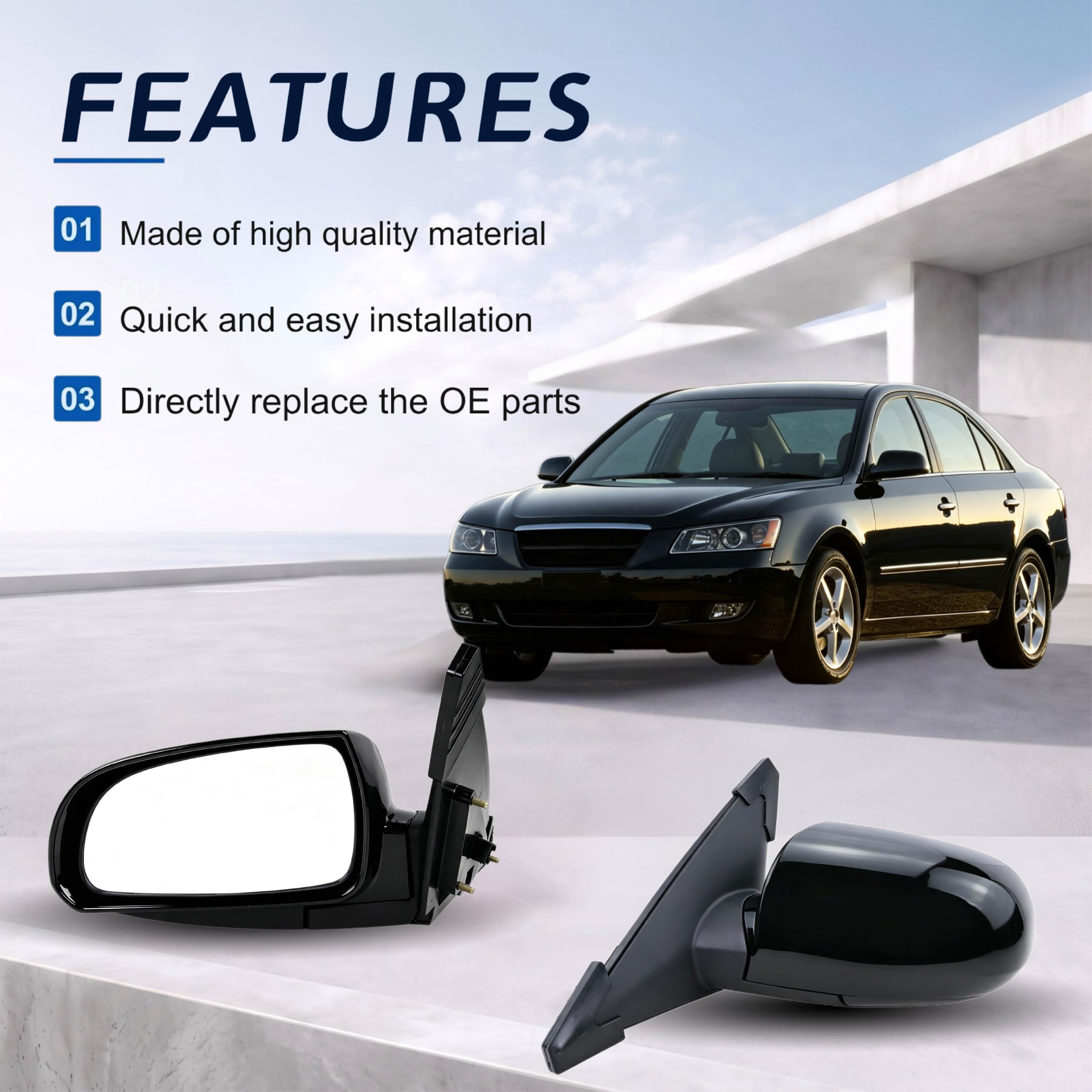 Lqito mirror surface with water beading showing weather resistance and clarity
