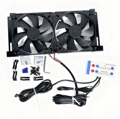 LQLXJDZZ fan mounted on RV side vent demonstrating easy install and improved cooling