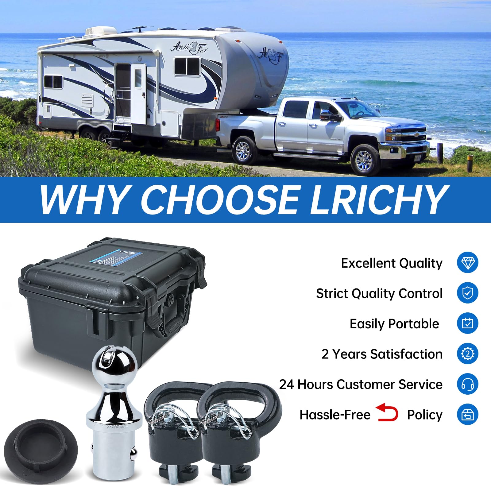 Lrichy open case with ball and anchors arranged for quick access and protection