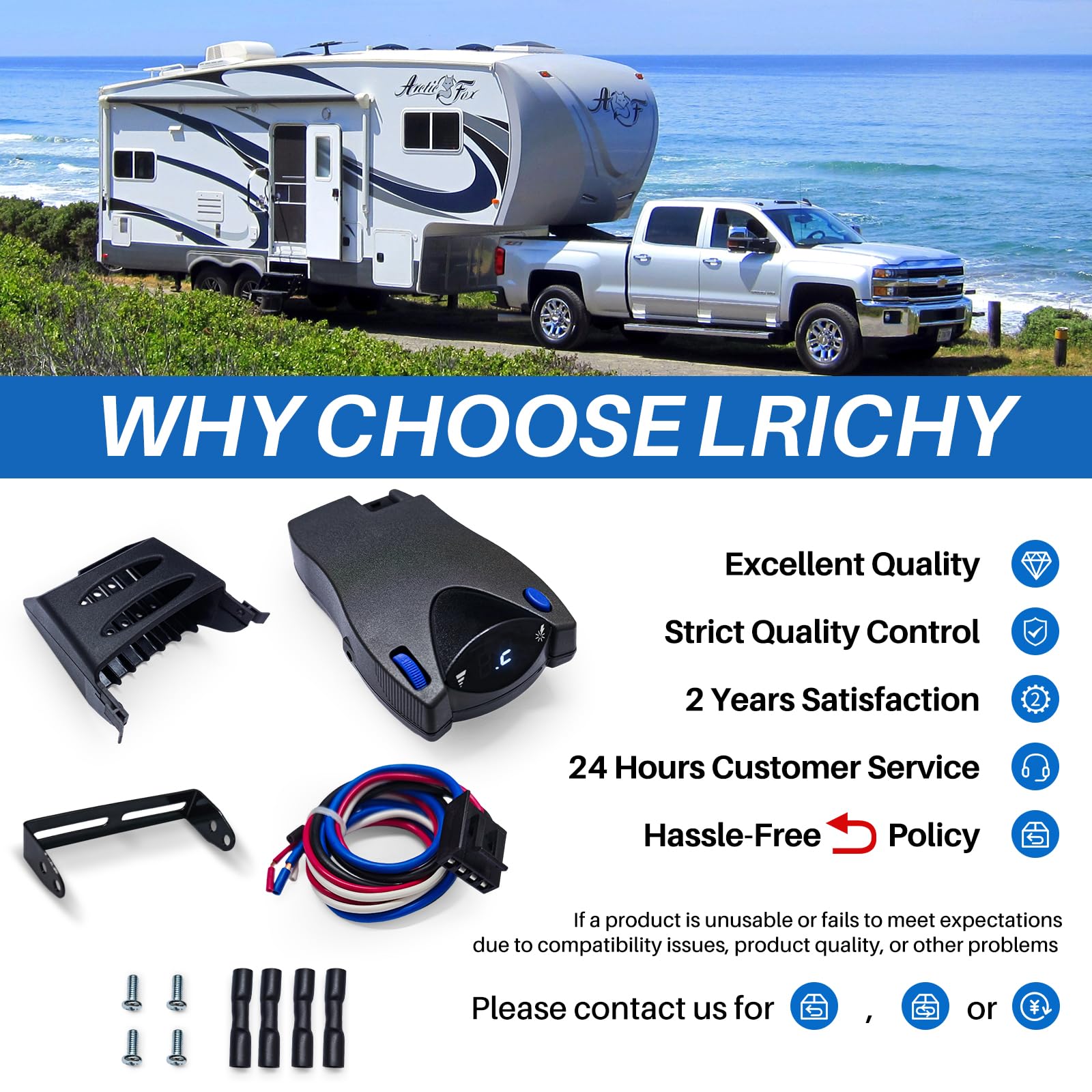 Lrichy next to ruler showing compact size and easy dash-fit benefit