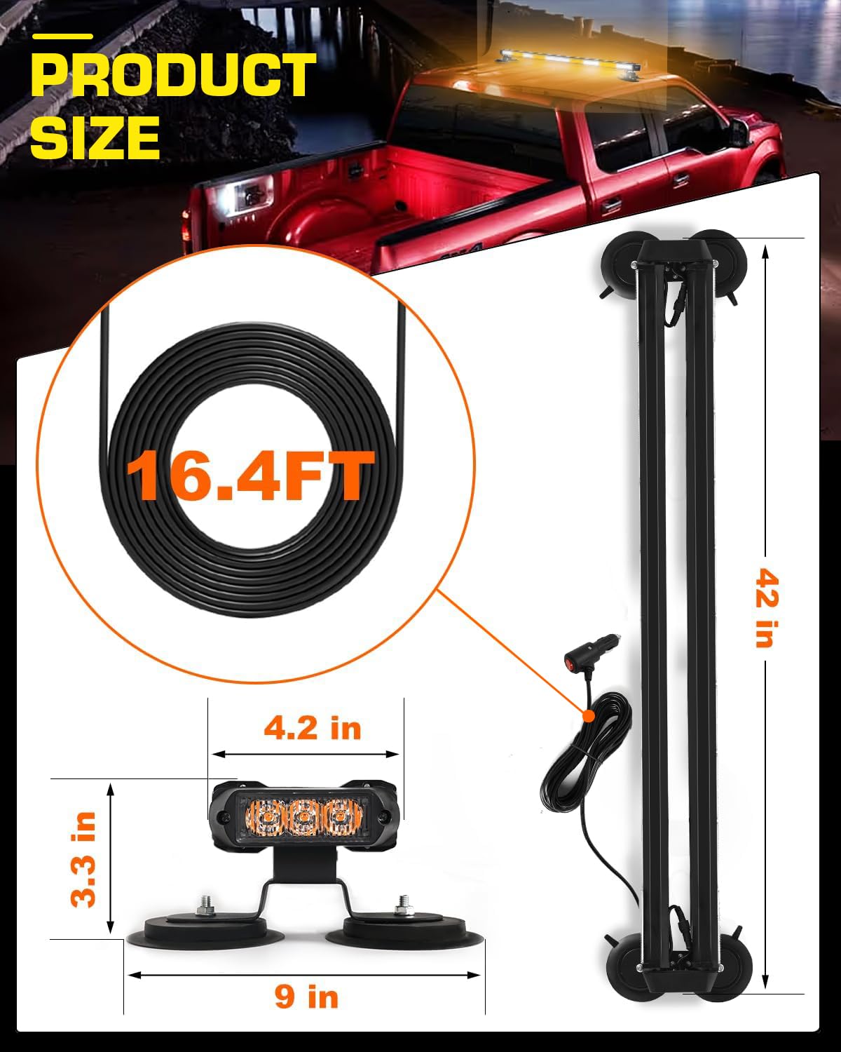 LRTER light bar beside ruler for scale showing compact footprint and fitment ease