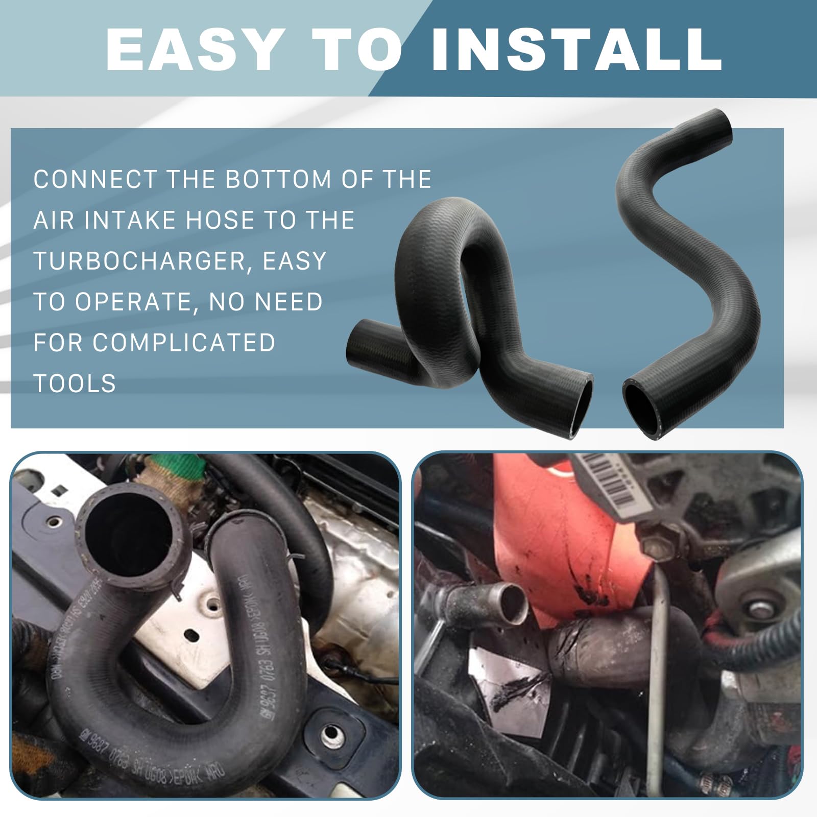 LSDZWORK hoses beside ruler showing size comparison for correct Chevrolet Sonic fit