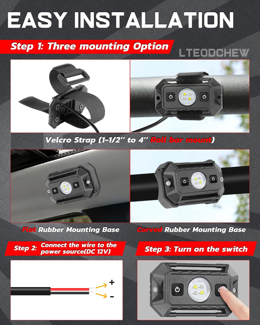 LTEODCHEW flat mount detail showing screw attachment for secure fit benefit