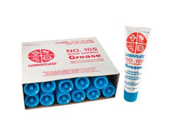 Lubriplate front packaging showing case of 12 tubes and reliable assembly lubrication