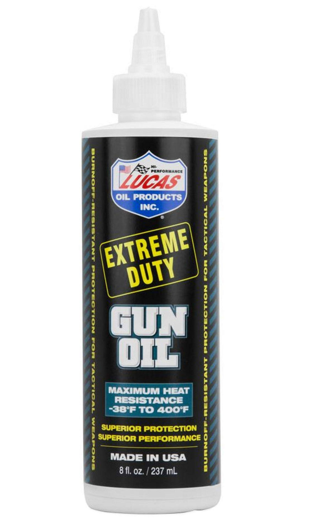 Lucas Oil bottle front packaging showing label and durable protection