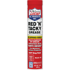 Lucas Oil red grease texture detail demonstrating tackiness and cling benefit