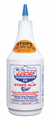 Lucas Oil transmission fix front bottle view showing label and benefits