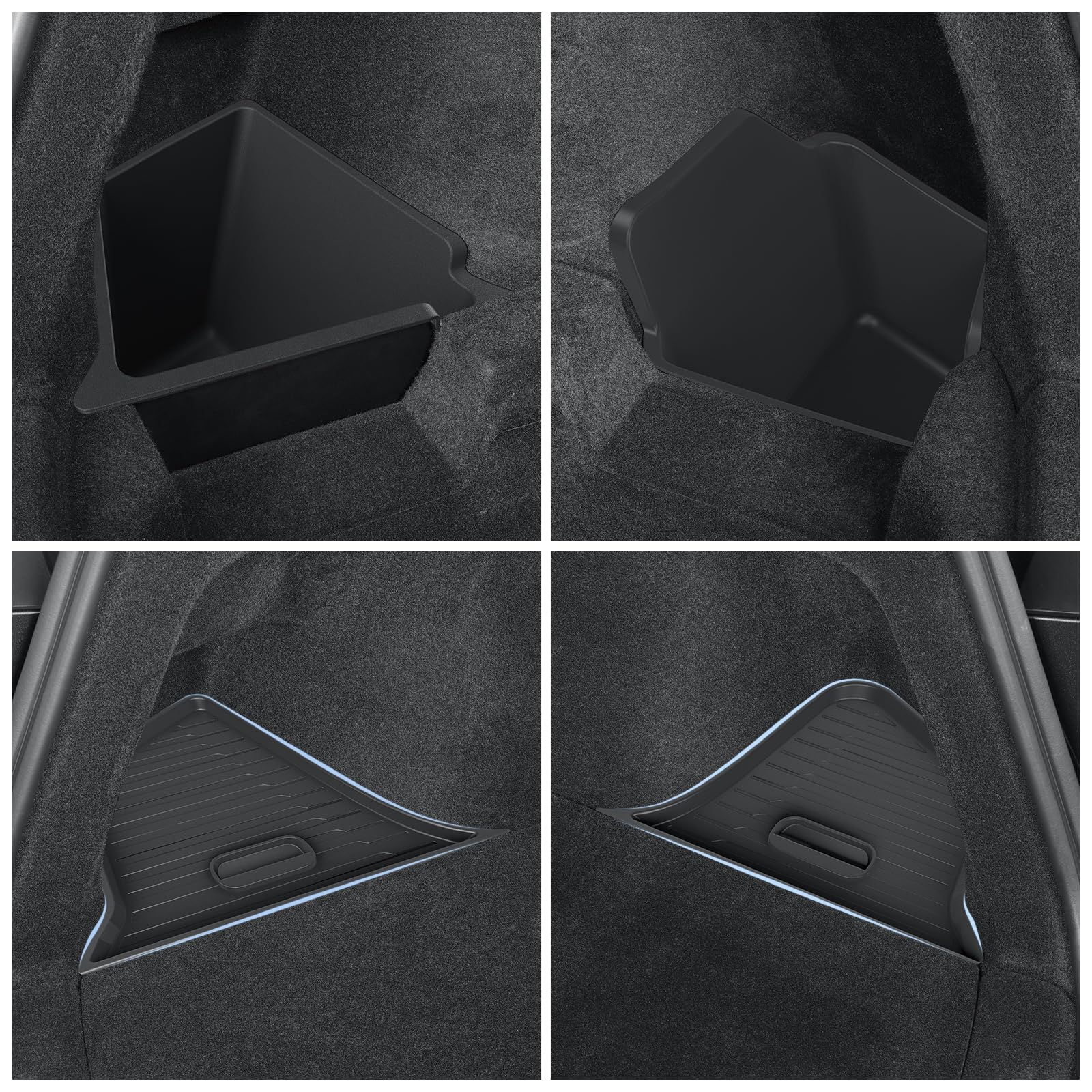 LUCKEASY installed right corner bin showing lid closed and tidy trunk