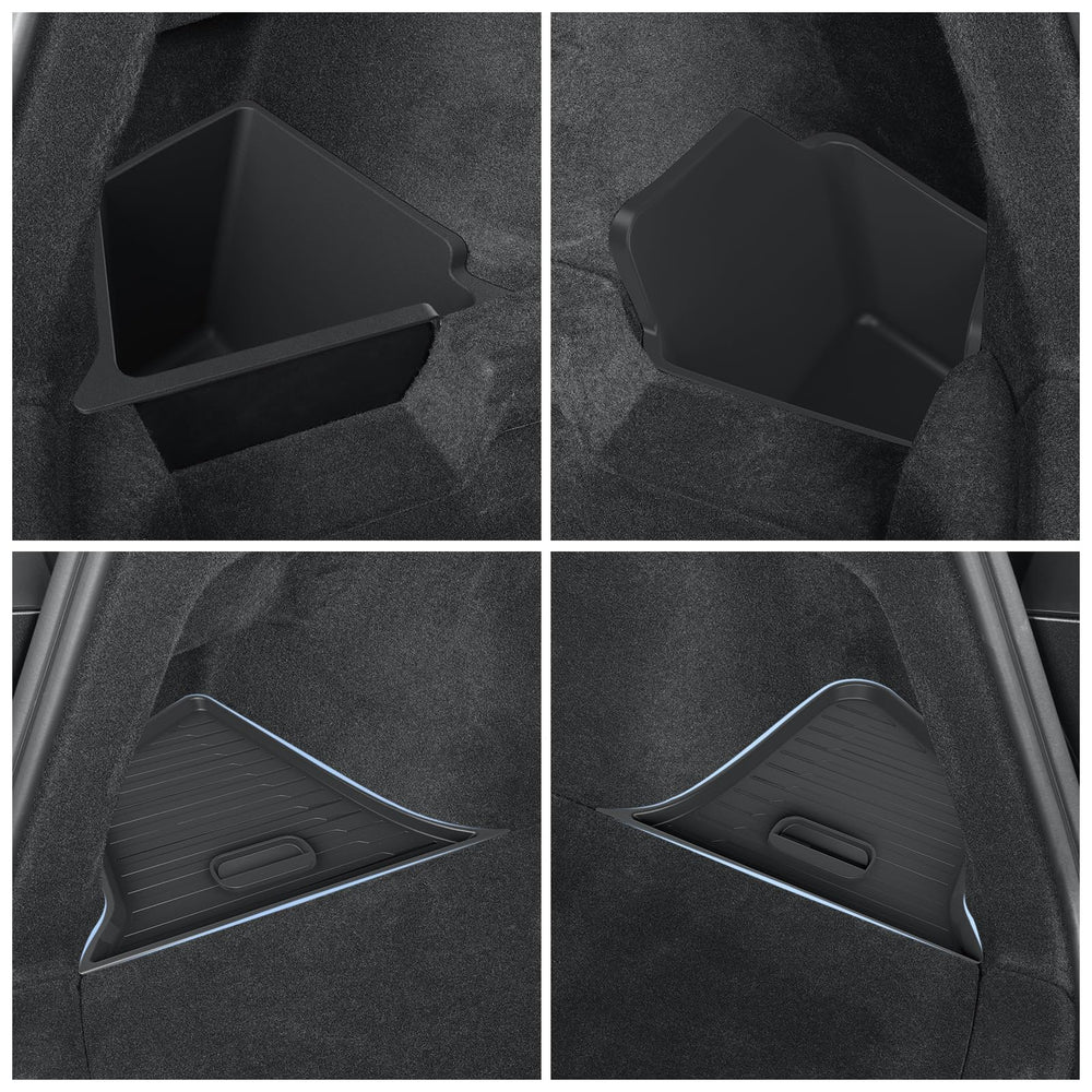 LUCKEASY installed right corner bin showing lid closed and tidy trunk