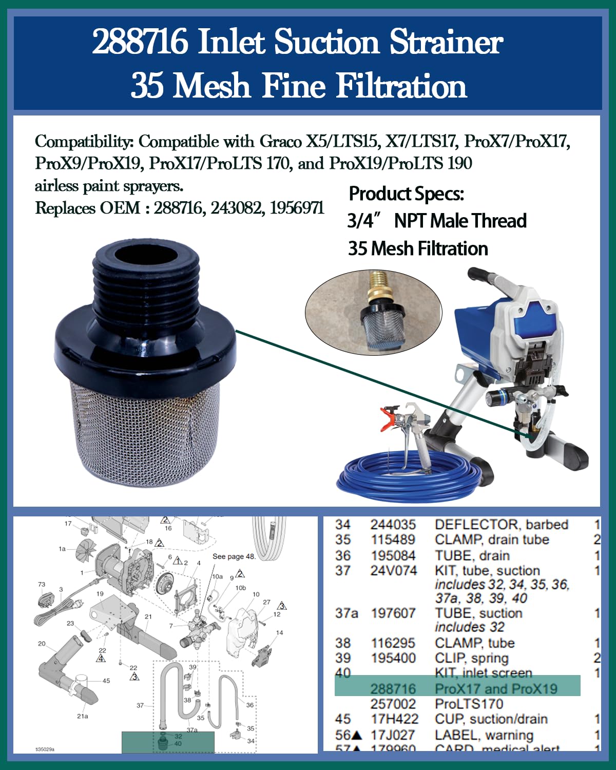 LUCKXUANYUAN 40 mesh manifold filters arranged to show coarse filtration benefit