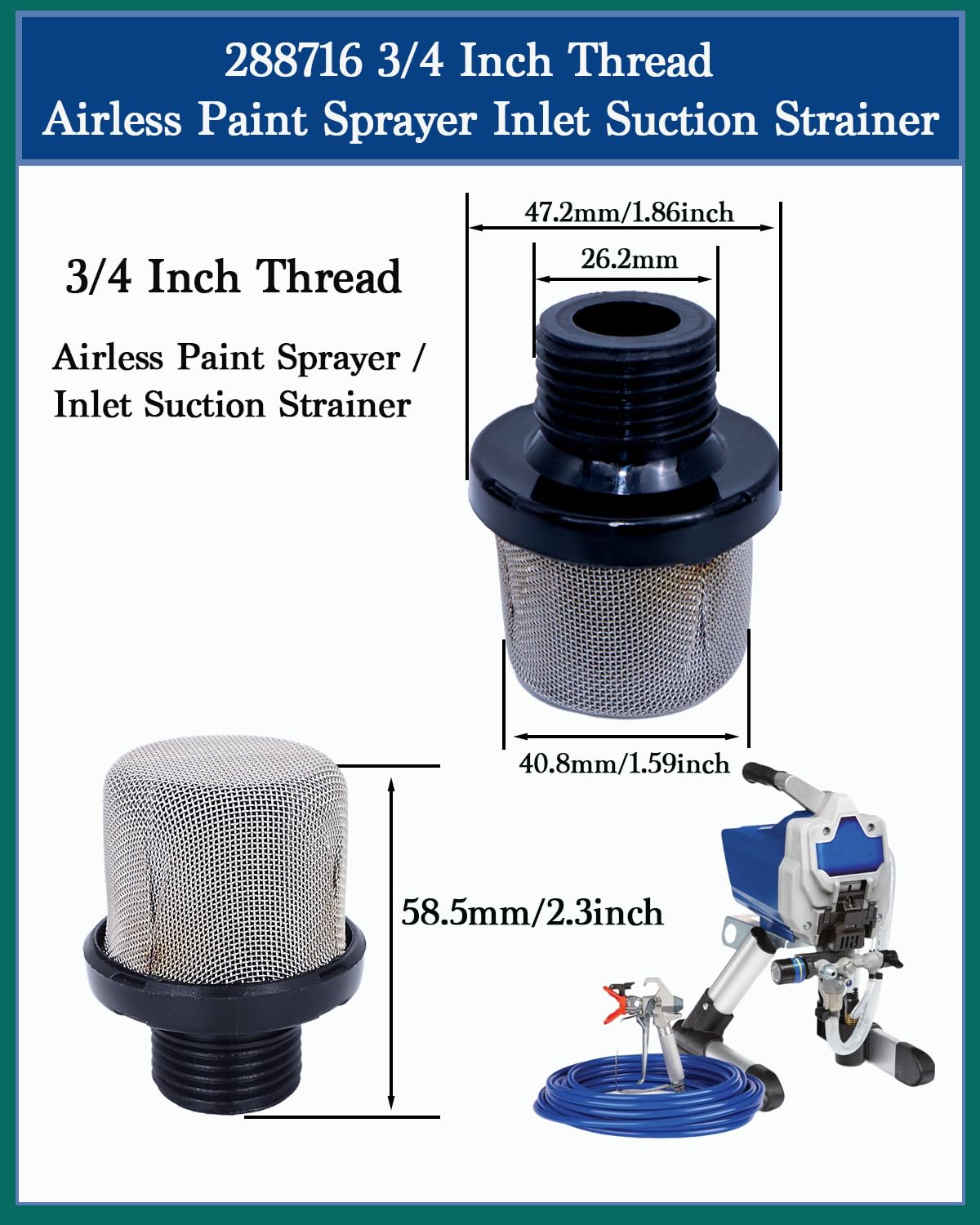 LUCKXUANYUAN stainless-steel 35-mesh inlet close-up showing durable corrosion resistance