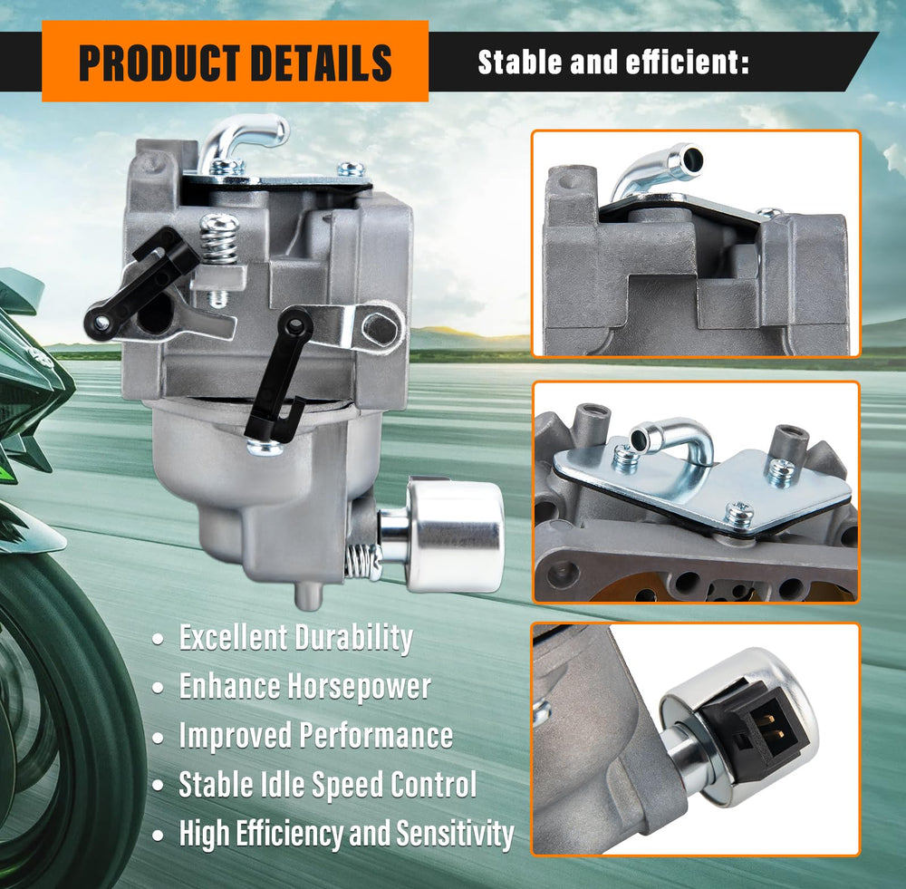 Lucky Seven carburetor installed on Kawasaki engine for accurate fit verification