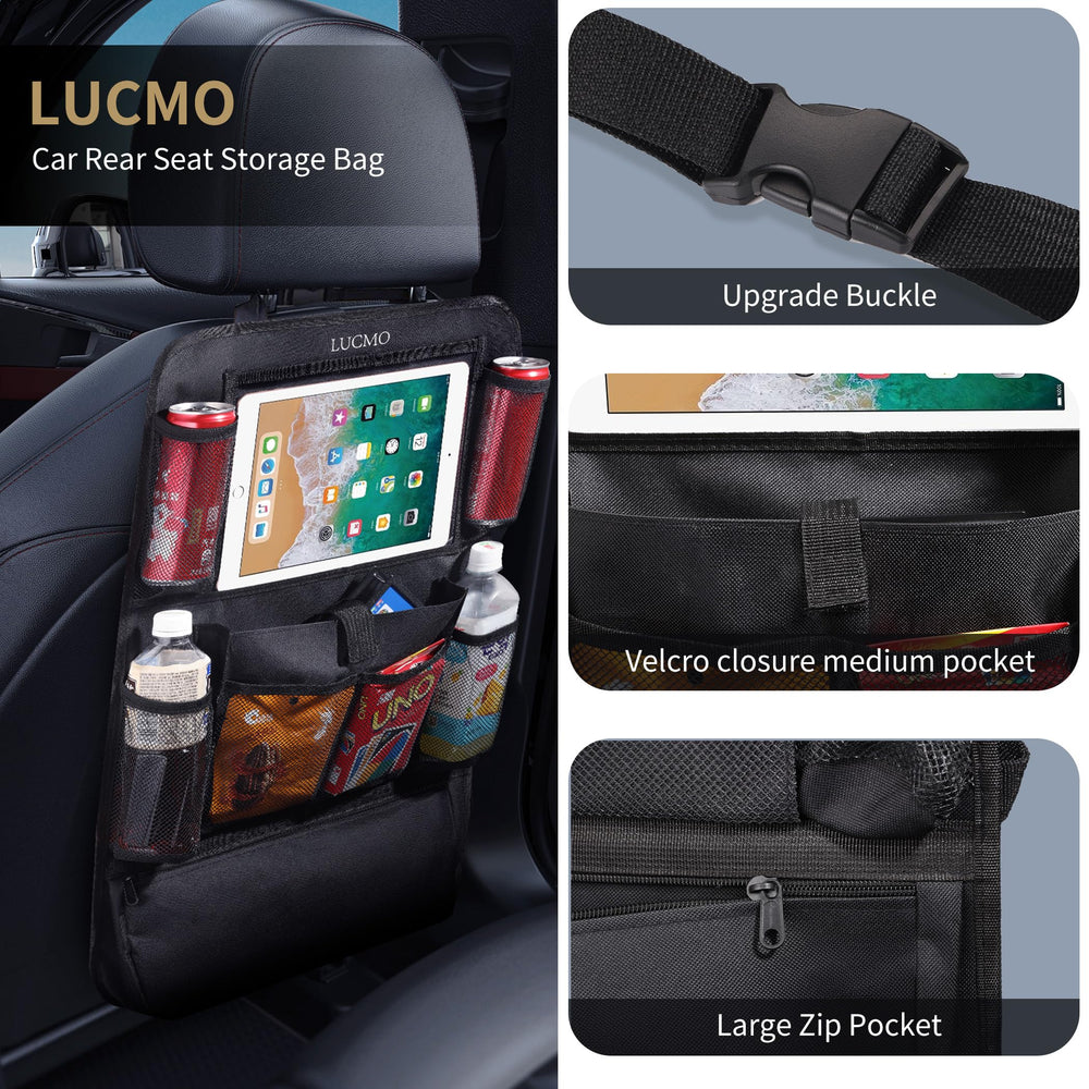LUCMO close-up of clear tablet pocket allowing touch use and protection